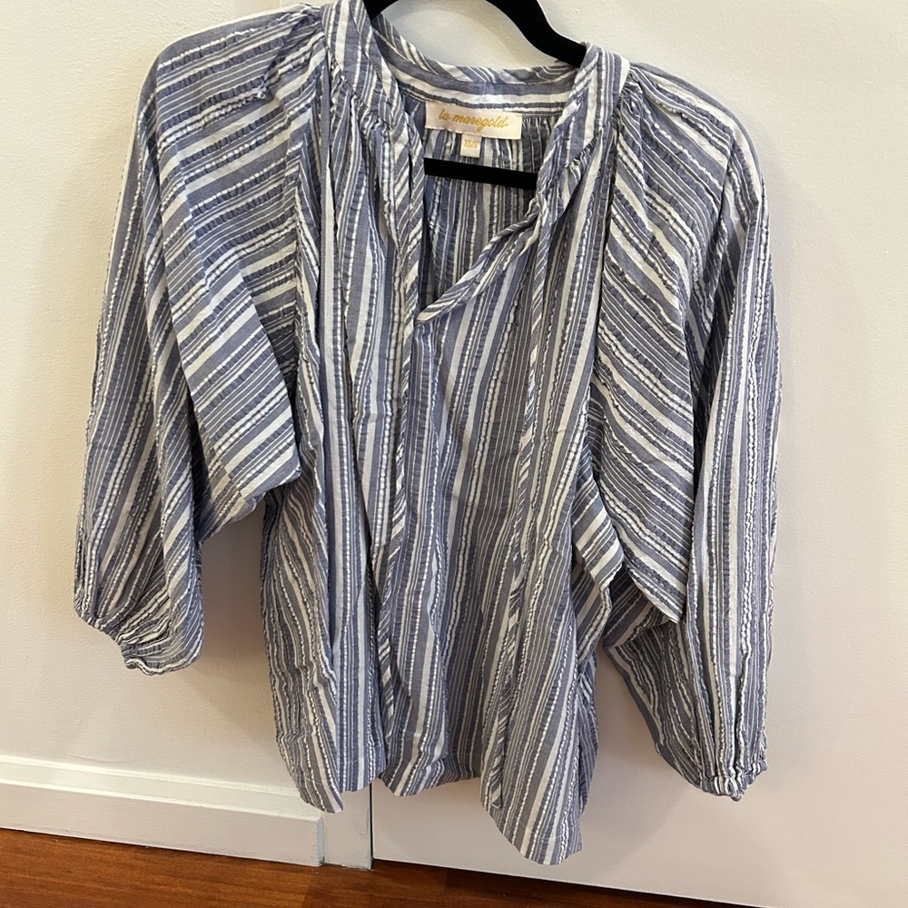 Striped Blue and White Blouse
